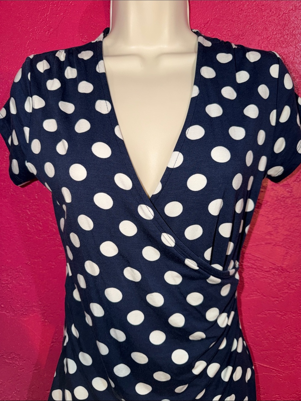 Boden Polka Dot faux Wrap-Front Women’s Top. Nautical, Preppy, casual sz 8.